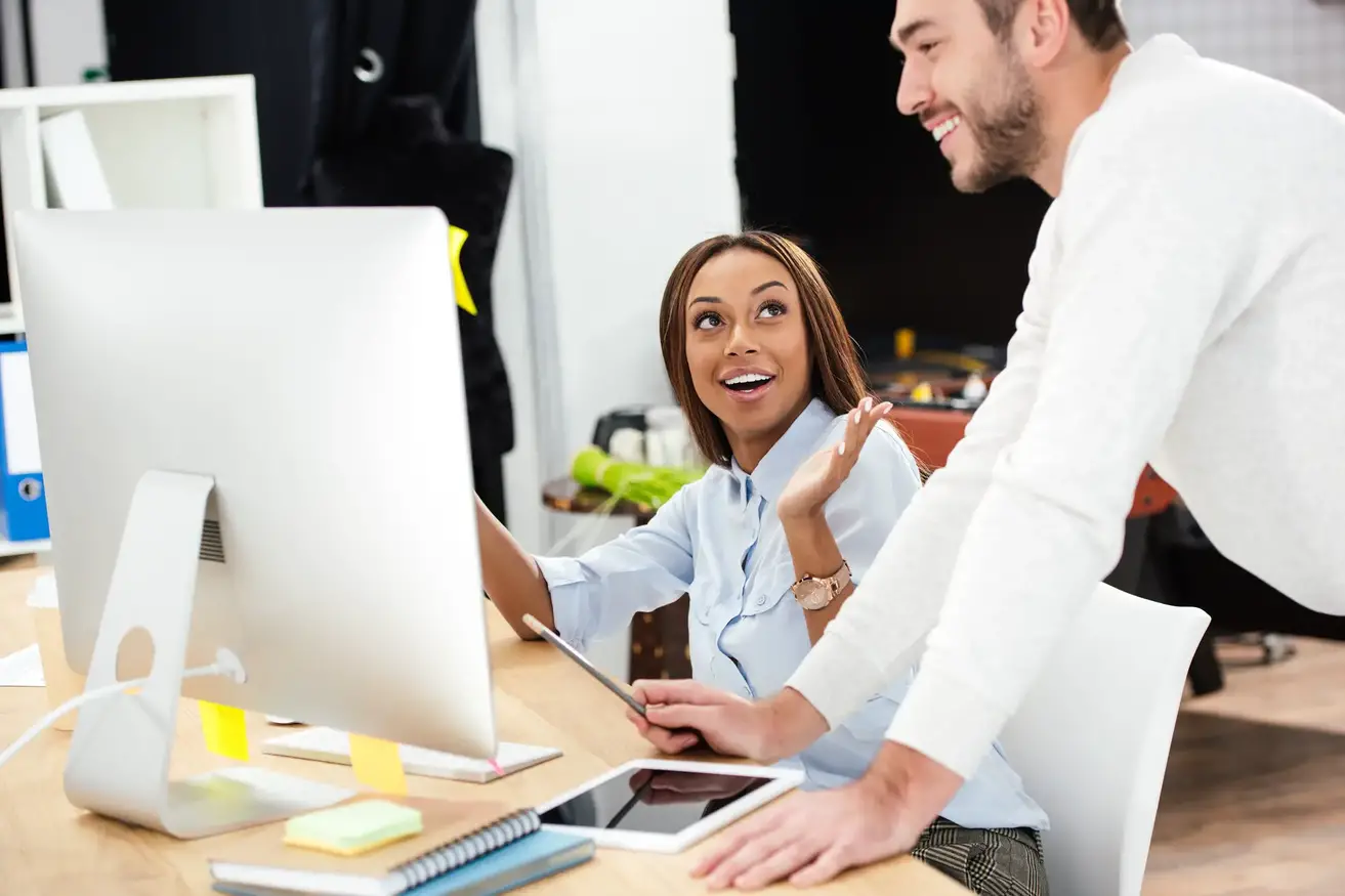 multiethnic business people discussing new marketing strategy at workplace in office
