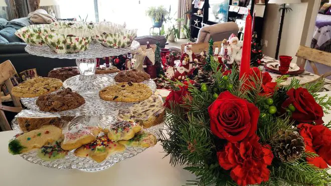 Party food at a party during the holidays.